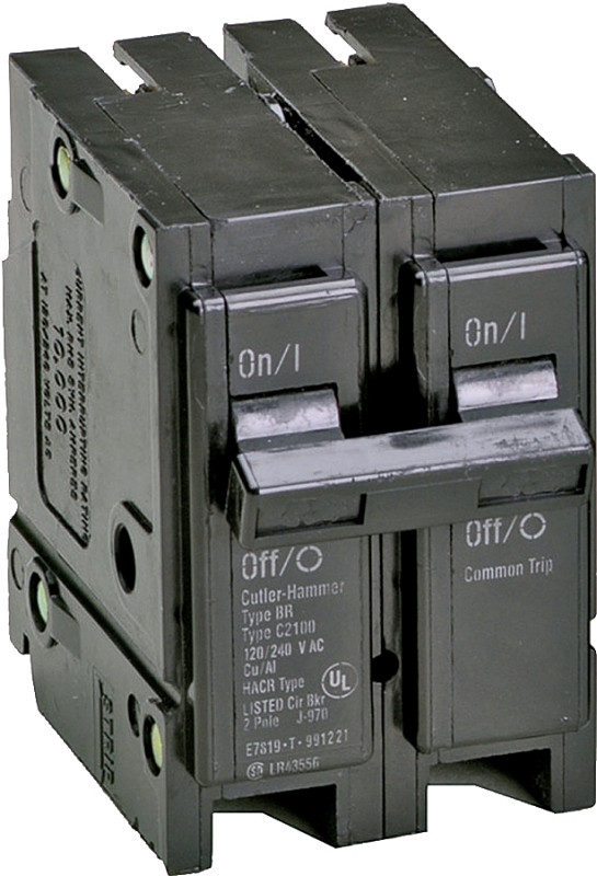 Cutler-Hammer BR215 Circuit Breaker, Mini, Type BR, 15 A, 2-Pole, 120/240 V, Common Trip, Plug Mounting