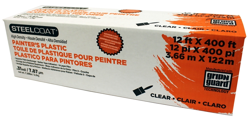 Petoskey Plastics P9941-07 Masking Paper, 400 ft L, 12 ft W, 0.31 mil Thick, HDPE Backing, Clear