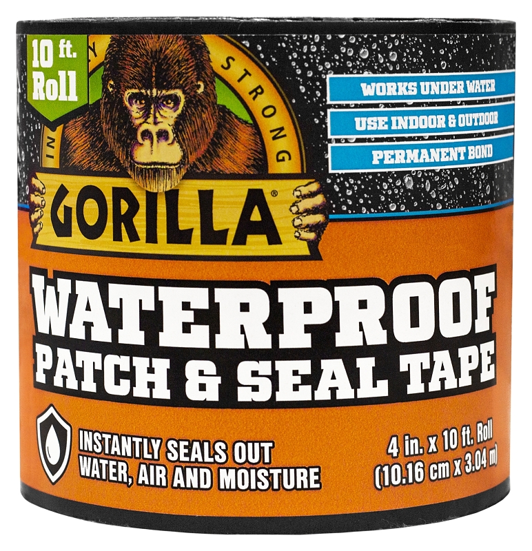 Gorilla 4612502 Patch and Seal Tape, Waterproof, 10 ft L, 4 in W
