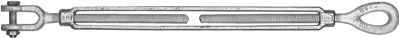 Baron 18-5/8X6 Turnbuckle, 3500 lb Working Load, 5/8 in Thread, Jaw, Eye, 6 in L Take-Up, Steel
