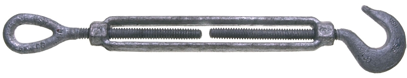 Baron 16-3/4X9 Turnbuckle, 5200 lb Working Load, 3/4 in Thread, Hook, Eye, 9 in L Take-Up, Steel