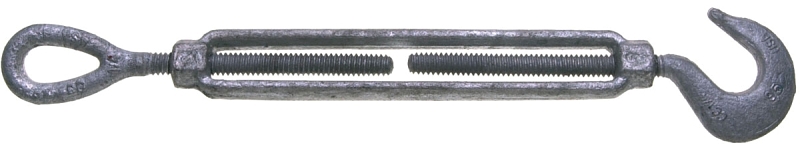 Baron 16-5/8X9 Turnbuckle, 3500 lb Working Load, 5/8 in Thread, Hook, Eye, 9 in L Take-Up, Steel