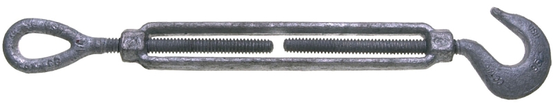 Baron 16-5/8X6 Turnbuckle, 3500 lb Working Load, 5/8 in Thread, Hook, Eye, 6 in L Take-Up, Steel