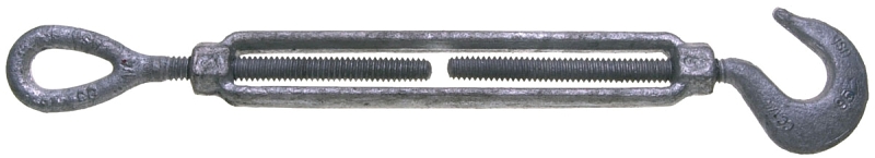 Baron 16-1/2X9 Turnbuckle, 2200 lb Working Load, 1/2 in Thread, Hook, Eye, 9 in L Take-Up, Steel