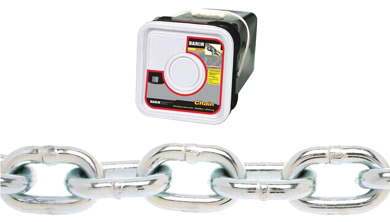 Baron PC30516SPH Proof Coil Chain, 5/16 in, 75 ft L, 30 Grade, Galvanized