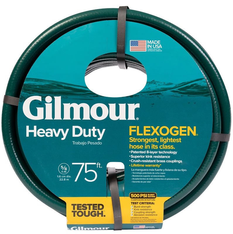 Gilmour 864751-1001 Garden Hose, 5/8 in, 75 ft L, Female, Vinyl, Green