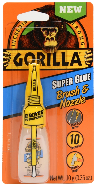 Gorilla 7510101 Super Glue Brush and Nozzle, Straw/White Water, Liquid, Irritating, 10 g, Bottle