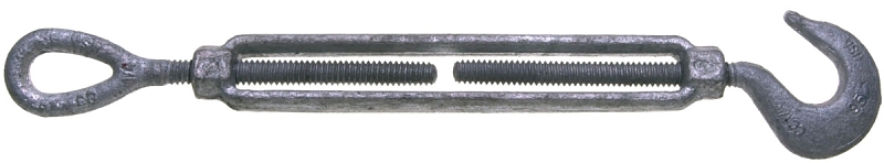 Baron 16-1/2X12 Turnbuckle, 2200 lb Working Load, 1/2 in Thread, Hook, Eye, 12 in L Take-Up, Steel