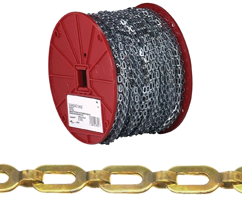 Campbell 072-3817N Plumber's Chain, 1/0, 200 ft L, 35 lb Working Load, Brass, Bright