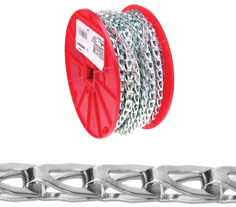 Campbell 072-3727N Sash Chain, #35, 100 ft L, 106 lb Working Load, Steel, Zinc-Plated