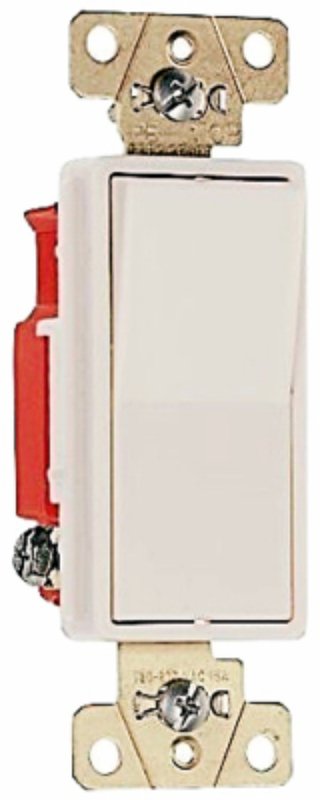 Pass & Seymour 2621LACC8 Decorator Switch, 20 A, 120/277 VAC, SPST, Back Wire, Side Wire Terminal, Light Almond
