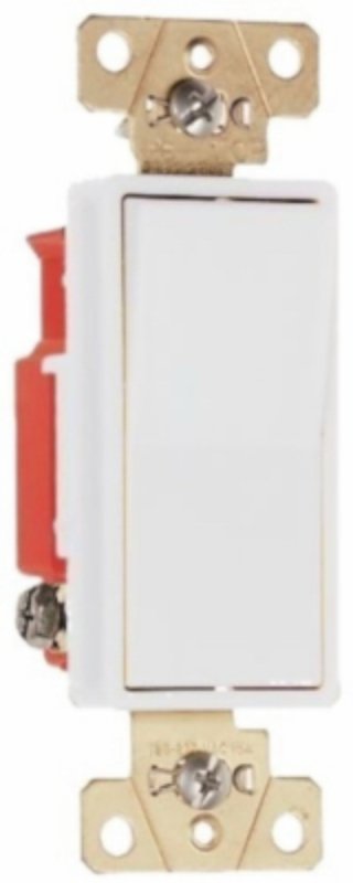 Pass & Seymour 2623WCC6 Decorator Switch, 20 A, 120/277 VAC, SPDT, Back Wire, Side Wire Terminal, White