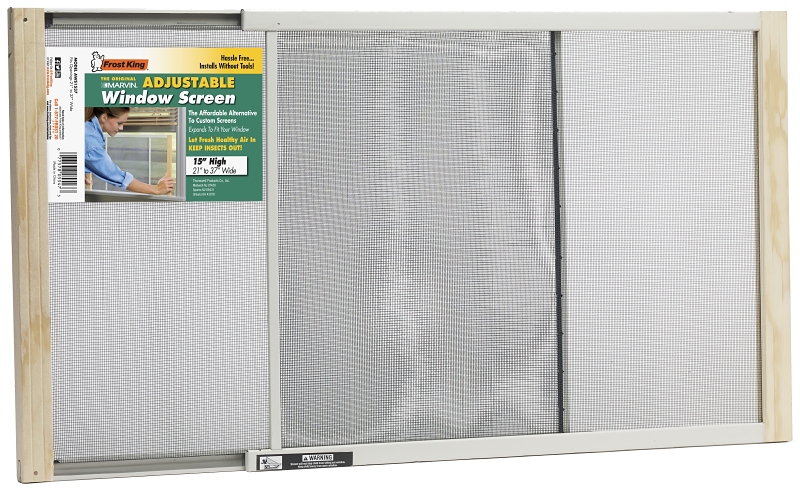 Frost King W.B. Marvin AWS1537 Window Screen, 15 in L, 21 to 37 in W, Aluminum, Aluminum-Coated/Steel-Plated