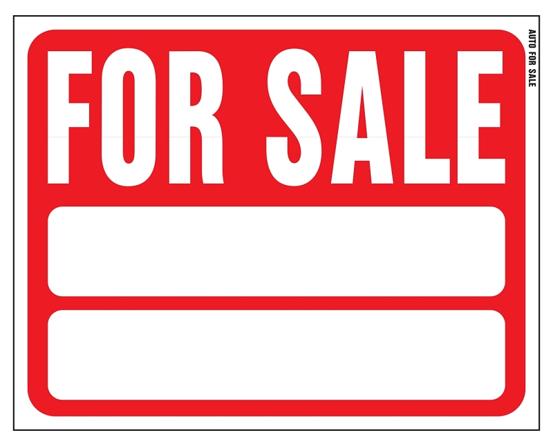 Hy-Ko A20705 Jumbo Sign, Rectangular, FOR SALE, DOUBLE LINES, White Legend, Red Background, Plastic, Pack of 5