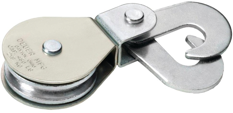 Deuer DB-25HS Scissor Hook Block, 1/4 in Rope, 480 lb Working Load, 2-1/2 in Dia Sheave, Swivel Eye Attachment