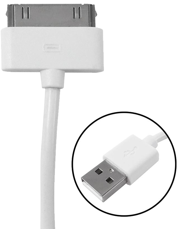 Zenith PM1002U30 Lightning Classic Cable, USB, Aluminum, White, 3 ft L