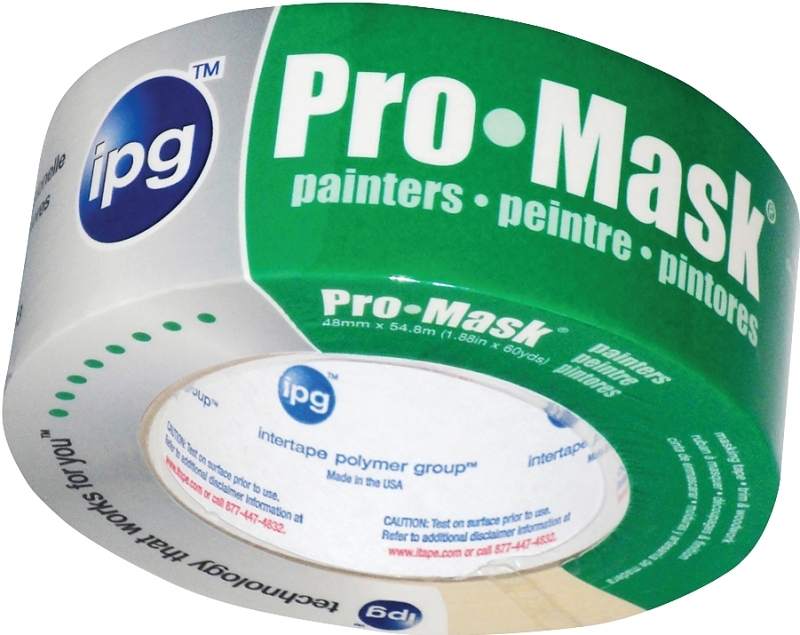 IPG Pro-Mask 5201-.75 Painter's Masking Tape, 60 yd L, 0.7 in W, 6 mil Thick, Paper Backing, Beige