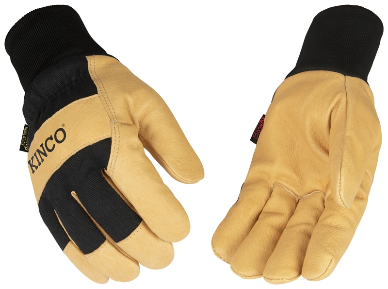 Heatkeep 1928 KW-XL Work Gloves, Men's, XL, Angled Wing Thumb, Elastic Knit Cuff, Canvas/Grain Pigskin Leather/Polyester