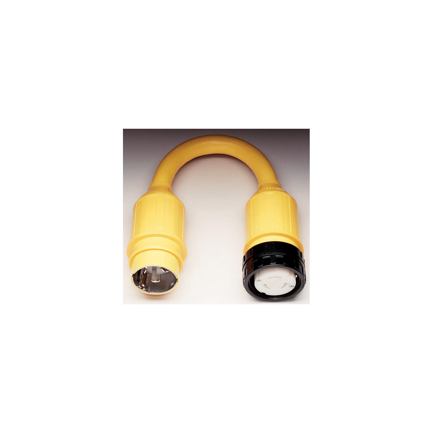 Marinco Standard Pigtail Adapter Dock Side Male 50A 125/250V Locking to Boat Side Female 50A 125V Locking With Sealing Collar System