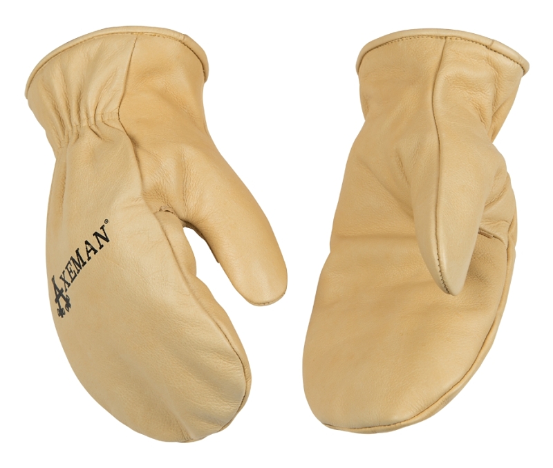 Heatkeep 1930-KM Kid's Gloves, M, Angled Wing Thumb, Easy-On, Shirred Elastic Wrist Cuff, Grain Cowhide Leather, Tan