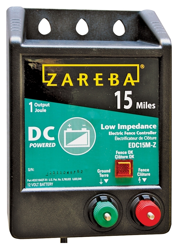 Zareba EDC15M-Z Fence Charger, 0.8 J Output Energy, 15 mile Fence Distance, 12 V Battery