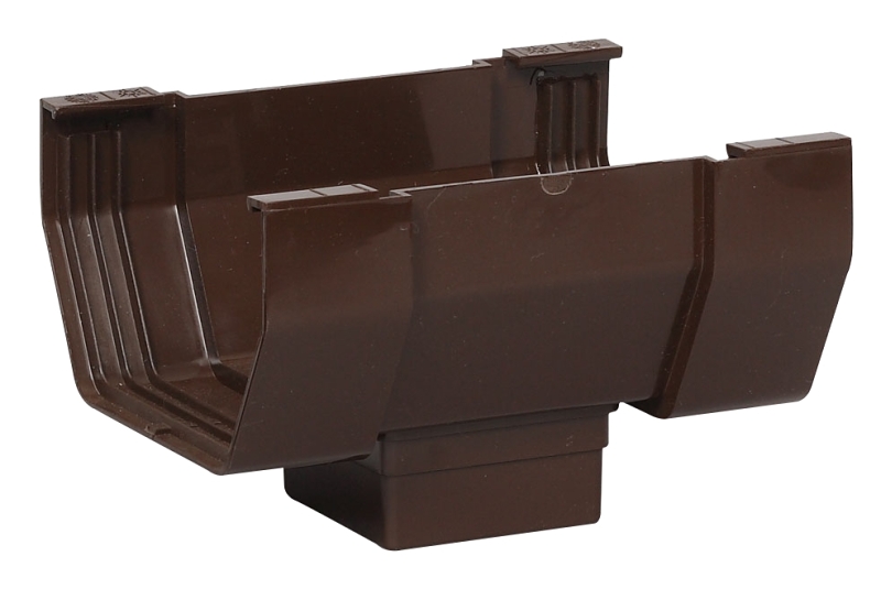 Amerimax T1506 Center Outlet, 5 in Gutter, Vinyl, Brown
