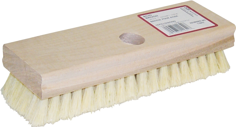 DQB 11642 Acid Scrub Brush, 8 in Brush, 1-1/16 in Trim, 1-1/16 in L Trim, Tampico Trim, Hardwood Handle, 8 in OAL