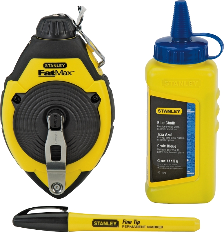 STANLEY 47-681L Chalk Line Reel Kit, 100 ft L Line, Blue
