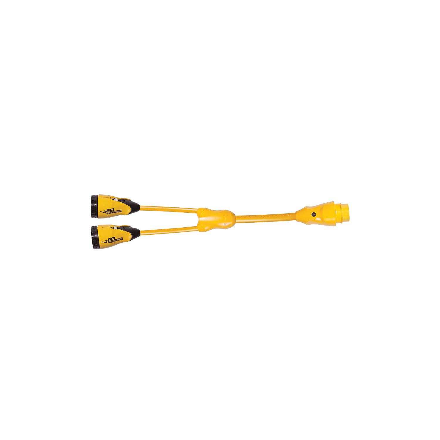 Marinco Y504-2-30 EEL â³Yâ³ Adapter Dock Side Male 50A 125/250V Locking to Boat Side Female 2-30A/125V Locking With Sealing Collar System