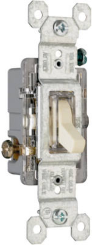 Pass & Seymour 660ISLG Toggle Switch, 15 A, 120 VAC, SPST, Thermoplastic Housing Material, Ivory