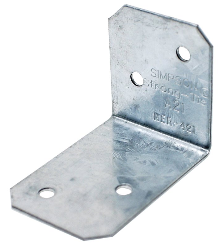 Simpson Strong-Tie A21 Angle, 2 in W, 1-1/2 in D, 1-3/8 in H, Steel, Gray, Zinc Galvanized, Pack of 200