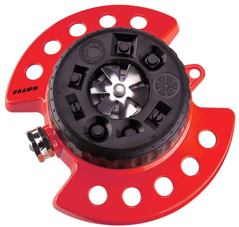 Dramm ColorStorm 15021 Turret Sprinkler, 250 to 575 sq-ft, Plastic/Zinc