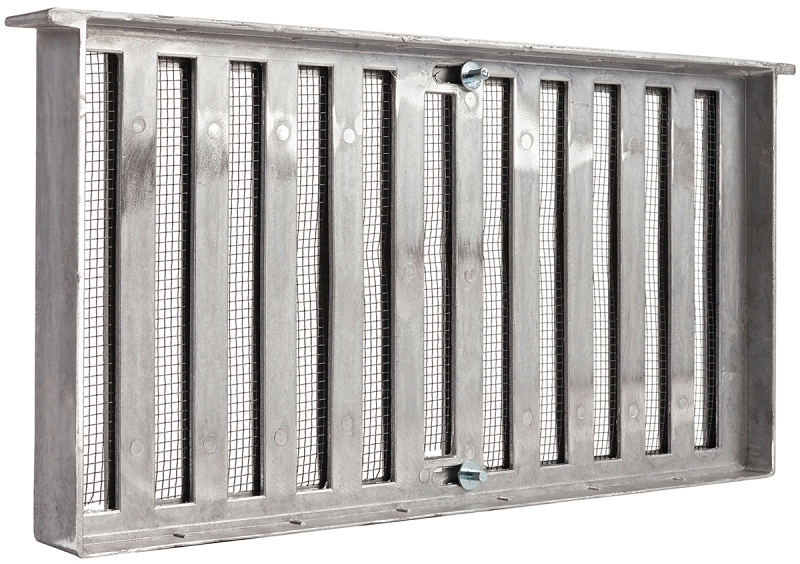 Master Flow 500 Foundation Vent, 16 in W, 8 in H, 28 sq-in Net Free Ventilating Area, Grate Grill, Aluminum, Pack of 12