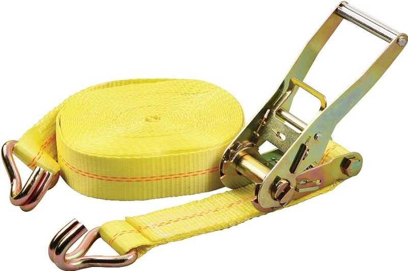ProSource FH64072 Tie-Down, 2 in W, 40 ft L, Metal/Polyester, Yellow, 3333 lb, Double J-Hook End Fitting
