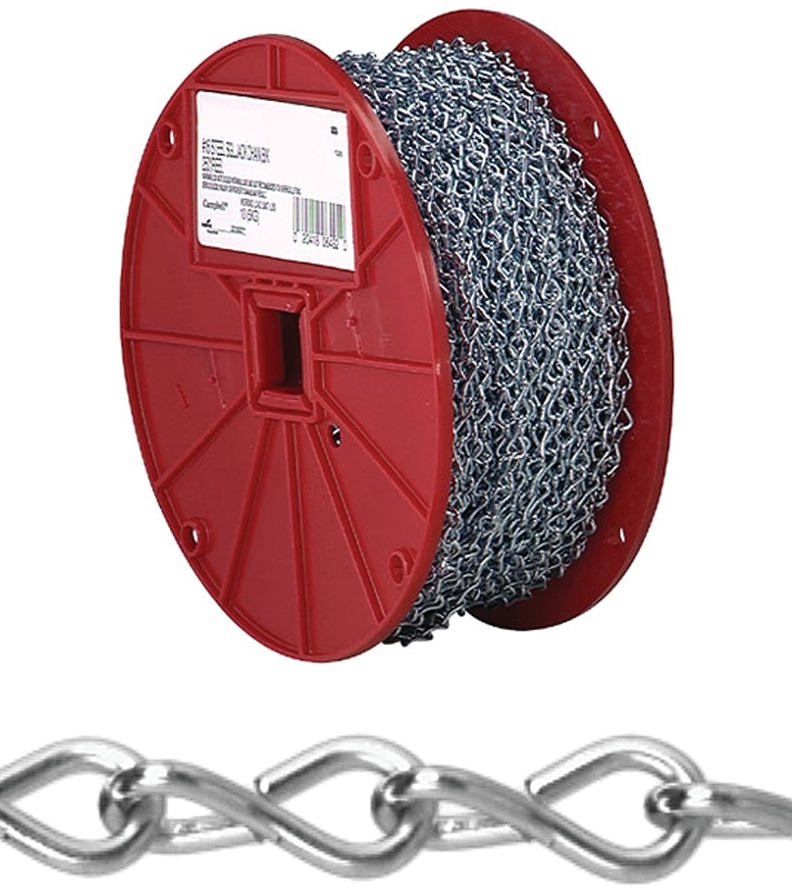 Campbell 072-1727N Jack Chain, #12, 100 ft L, Steel, Zinc-Plated, 29 lb Working Load