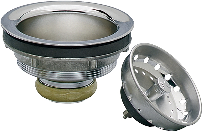 Plumb Pak PP5435 Basket Strainer, Brass/Stainless Steel, Chrome, For: 3-1/2 in Dia Opening Sinks