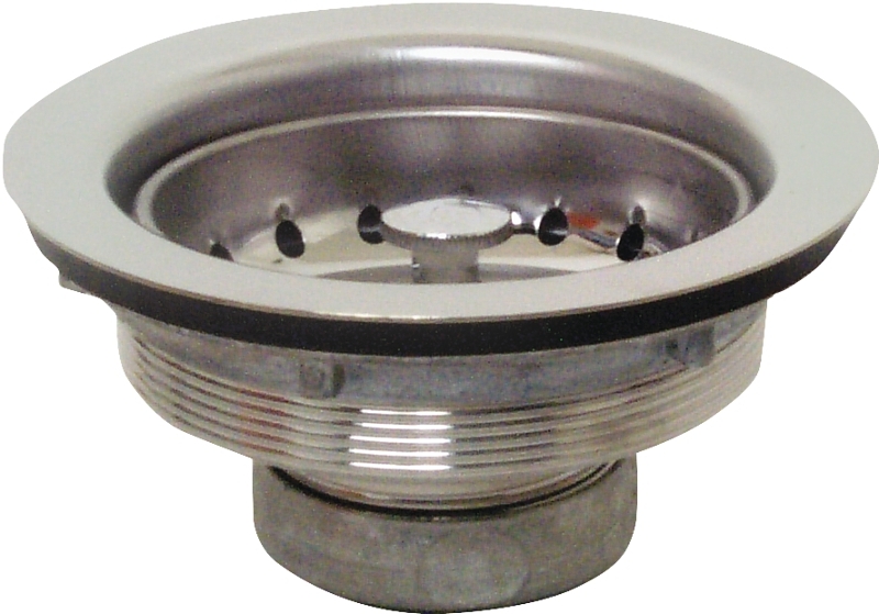 Plumb Pak PP20208 Basket Strainer with Fixed Stick Post, Stainless Steel, Chrome, For: 3-1/2 in Dia Opening Sinks