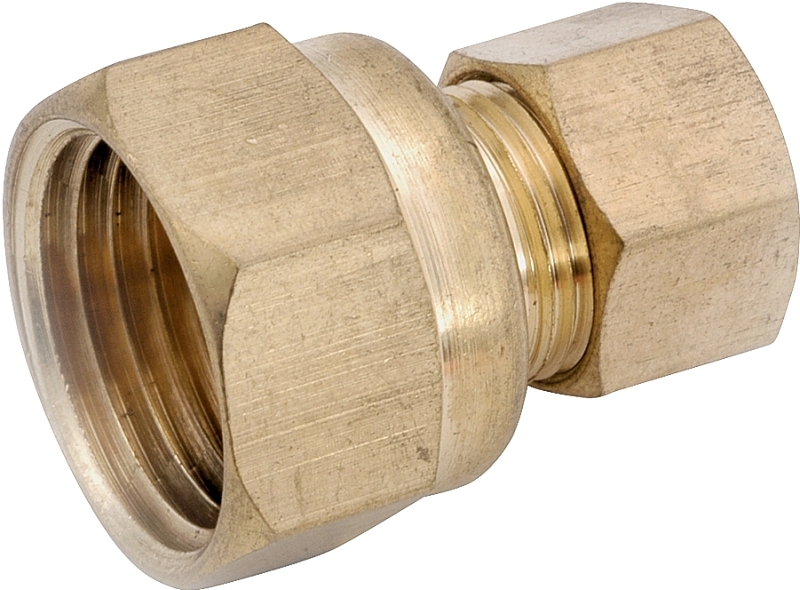 Anderson Metals 750066-0608 Tubing Coupling, 3/8 x 1/2 in, Compression x FE, Brass