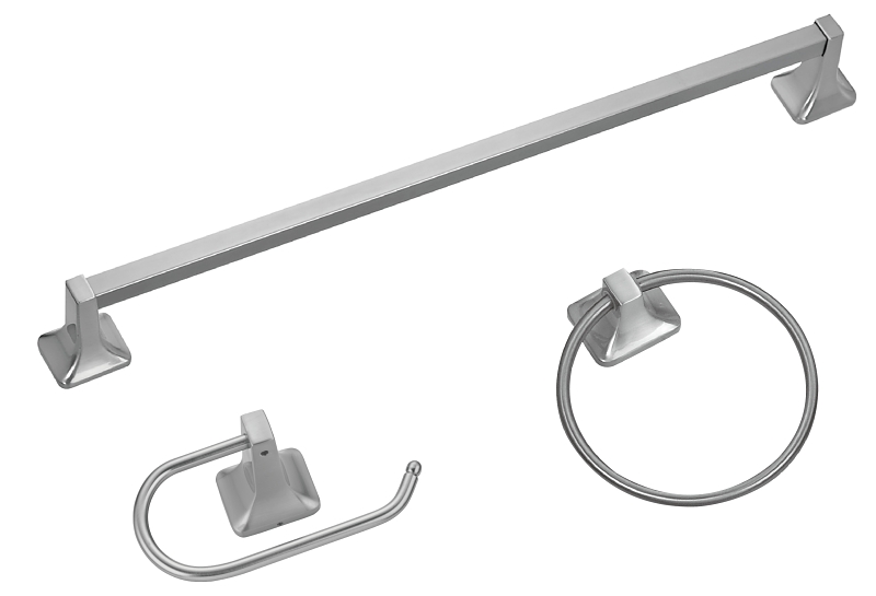 Boston Harbor 3603BN Bath Hardware Set, Aluminum/Steel/Zinc, Brushed Nickel, 3-Piece, For: Bathroom