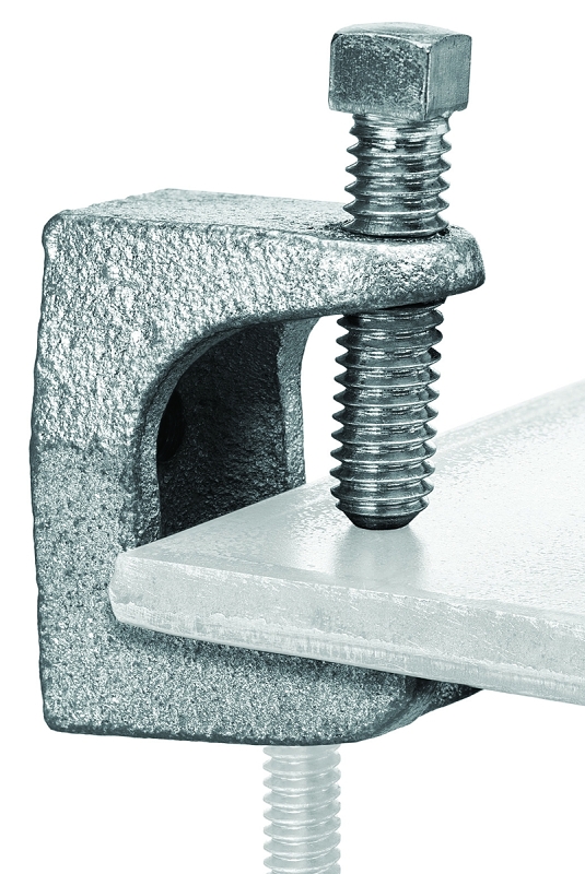 SuperStrut Z502-10 Beam Clamp, 1-1/16 in, Iron, Silver, Electro-Plated, Threaded Mounting