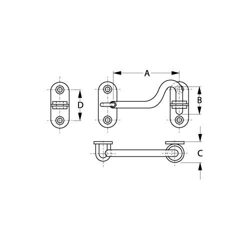 Door Hook SS 3-1/4â³ w/Staples