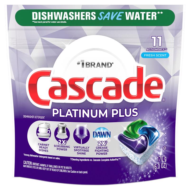Cascade Platinum Plus Fresh Scent Pods Dishwasher Detergent 6 oz 11 pk Pack of 6
