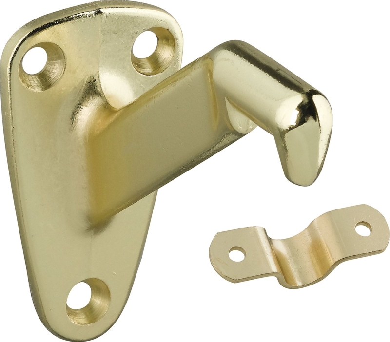 National Hardware N830-116 Handrail Bracket, 250 lb, Zinc, Polished Brass