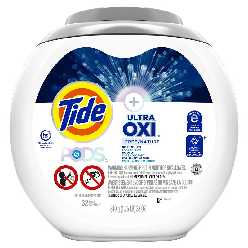 Tide PODS Ultra OXI Series 037000591641 Laundry Detergent Pack, 32 Count, Capsule, Pack of 4