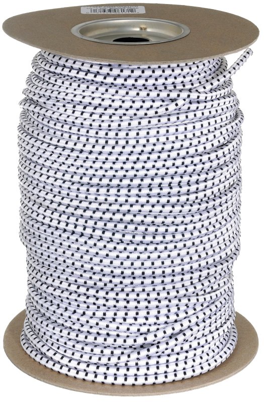 Keeper 06171 Bungee Cord, 1/4 in Dia, 300 ft L, Rubber, Black/White