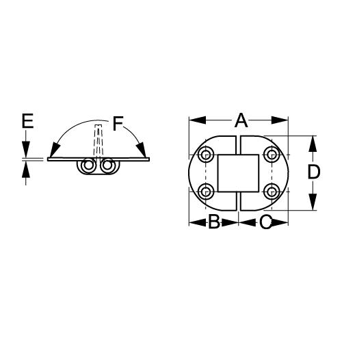 Sea-Dog 201555 Round Side Two Pin Hinge, 3â³ (Carded)