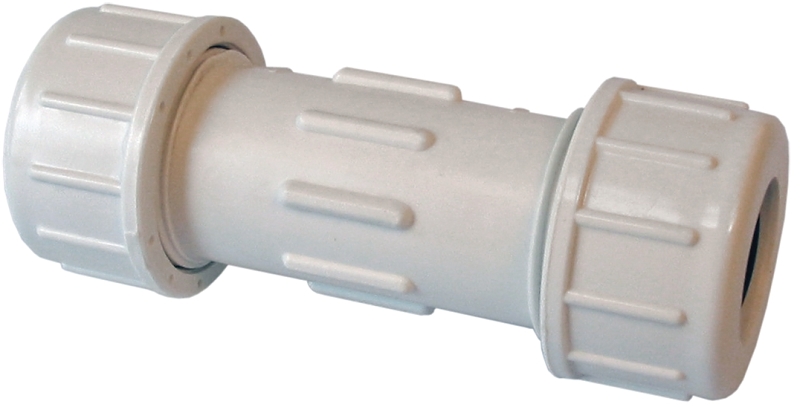 B & K 160-106 Double Seal Coupling, 1-1/4 in, Compression, PVC