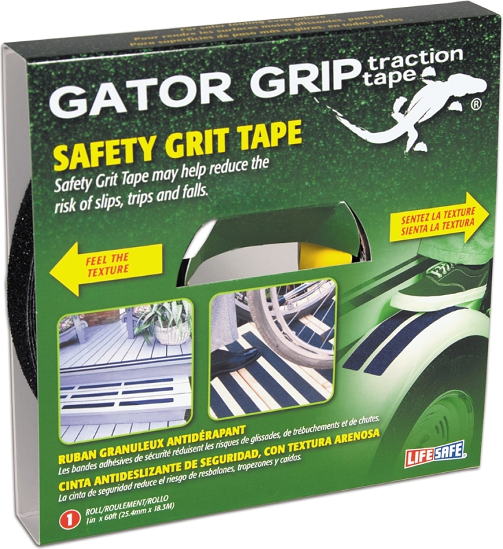 Incom Gator Grip RE141 Traction Tape, 60 ft L, 1 in W, PVC Backing, Black