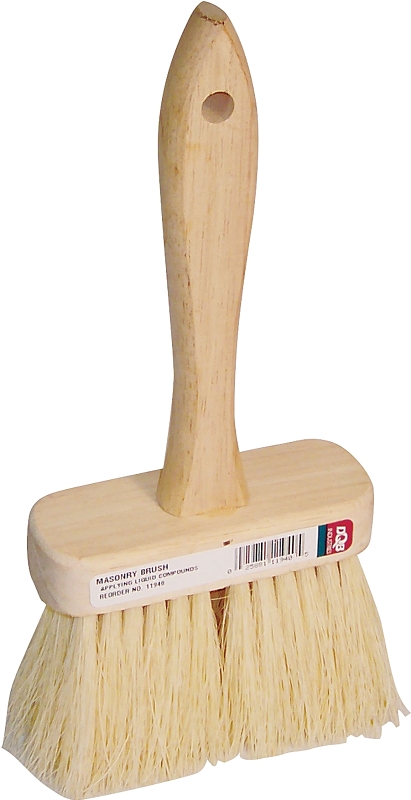 DQB E-Z Fit Series 11940 Masonry Brush, 4-3/4 in L Brush, Tampico Bristle, White Bristle, Hardwood Handle