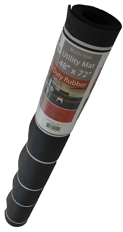 Red Barn 3001145 Utility Mat, 72 in L, 48 in W, Rubber Cover, Black